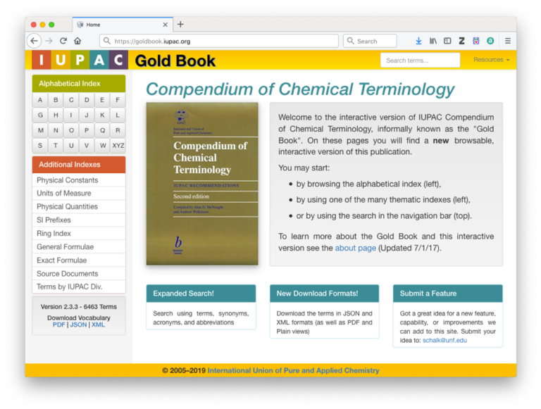 The IUPAC Gold Book IUPAC 100
