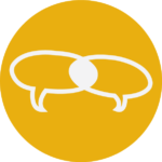 An icon with two speech bubbles.